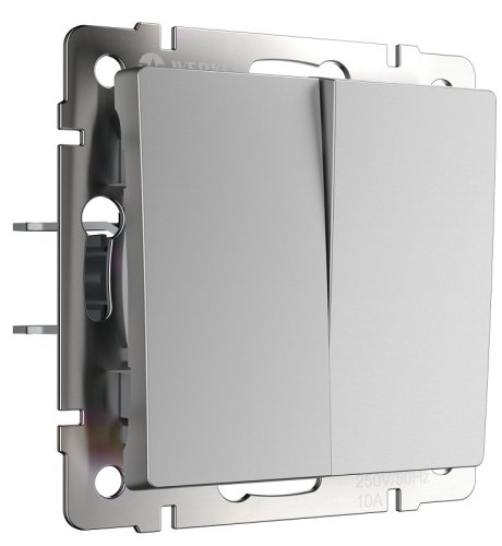 Переключатель без рамки Werkel 2-кл. проходной серебряный глянцевый картинка